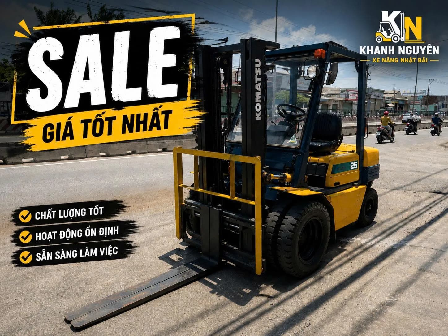Hình ảnh sản phẩm (XE NÂNG GIÁ RẺ) Xe Nâng Dầu 2 tấn 5 KOMASTU
