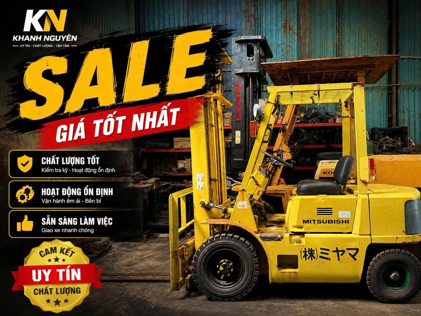 Hình ảnh sản phẩm (XE NÂNG GIÁ RẺ) Xe Nâng Dầu 2 tấn 5 MITSHUBISHI